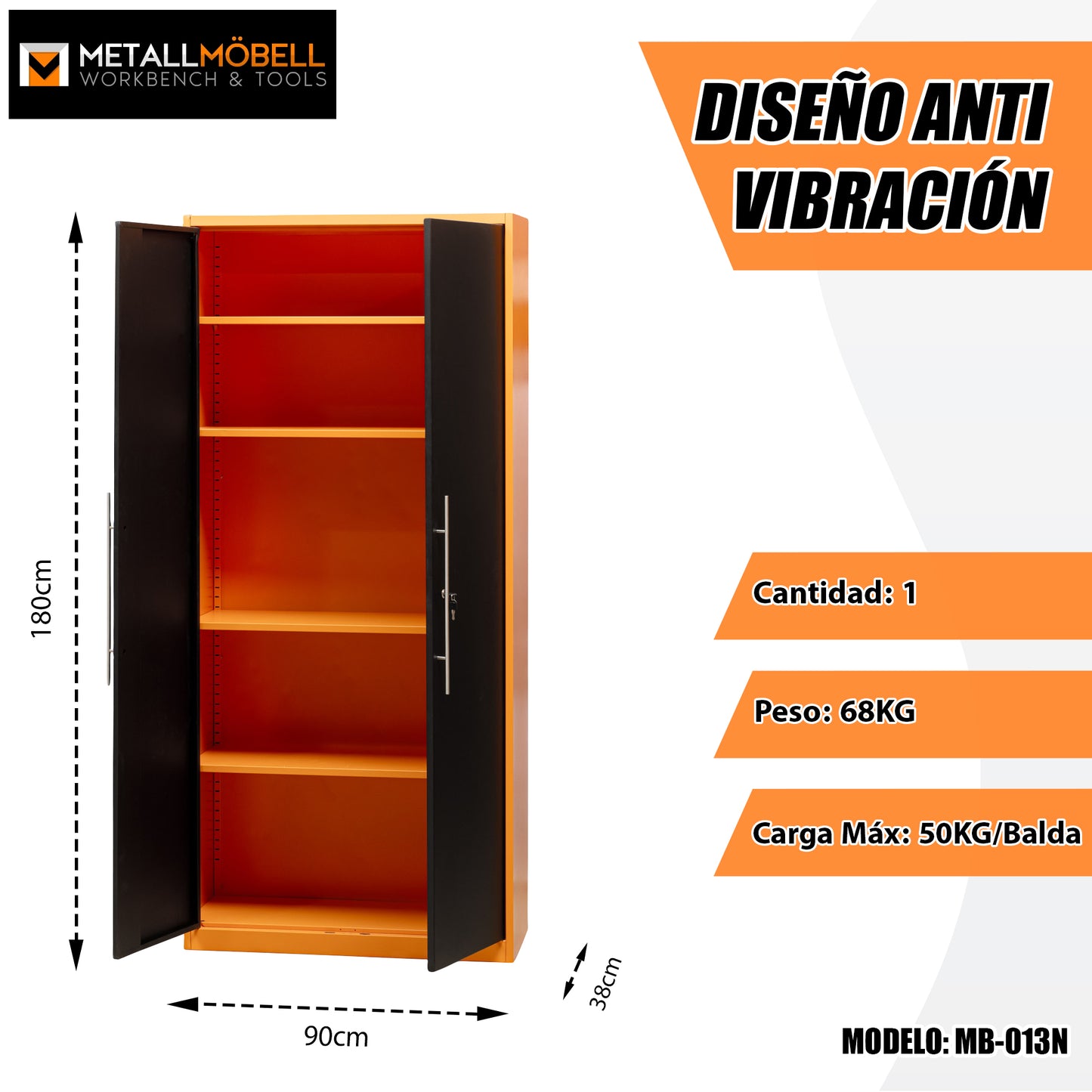 Armario Archivador Metálico 200Cm de Doble Puerta 90x38x200Cm MB-013 - MetallMöbell