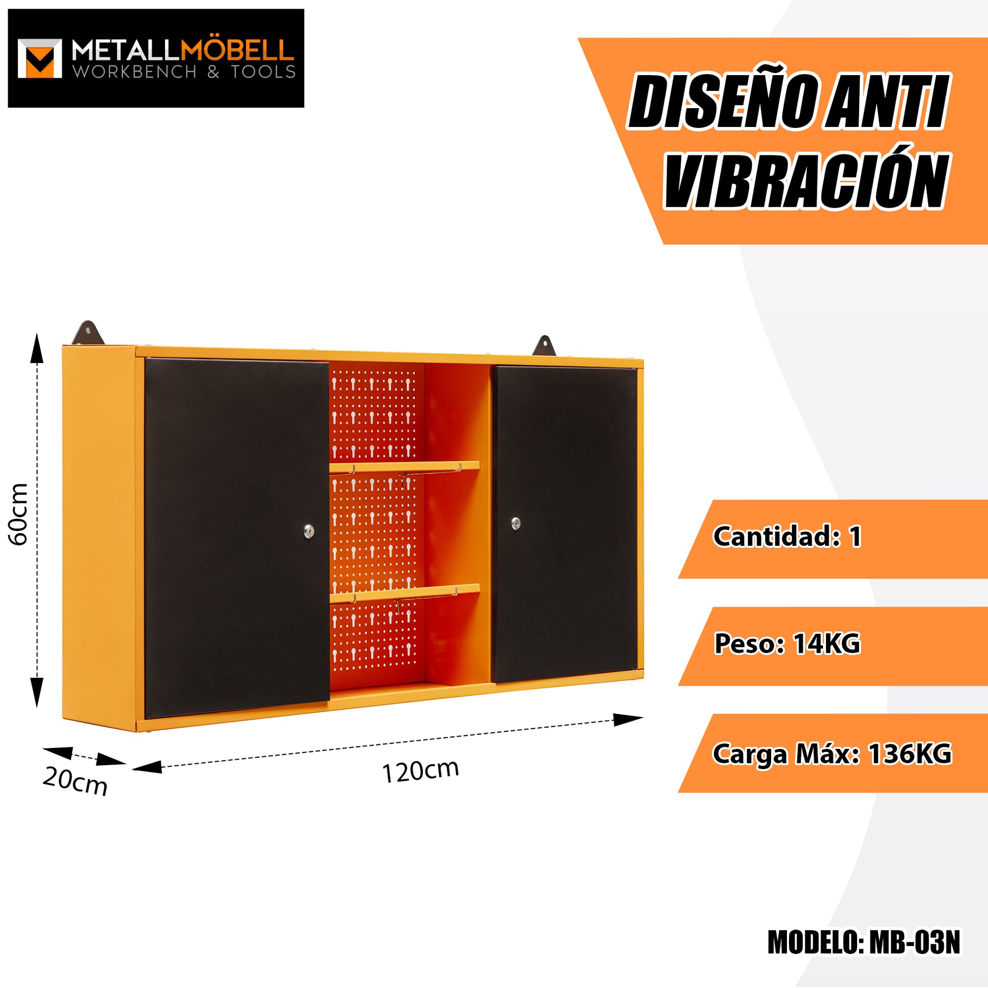 Armario Metálico con Cerradura de Pared de Tres Secciones y Estantería Intermedia 120x60x20Cm - MetallMöbell