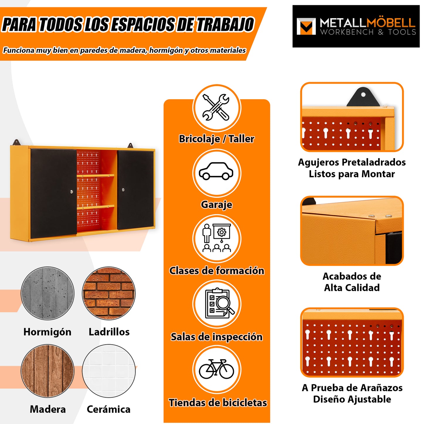 Armario Metálico con Cerradura de Pared de Tres Secciones y Estantería Intermedia 120x60x20Cm - MetallMöbell