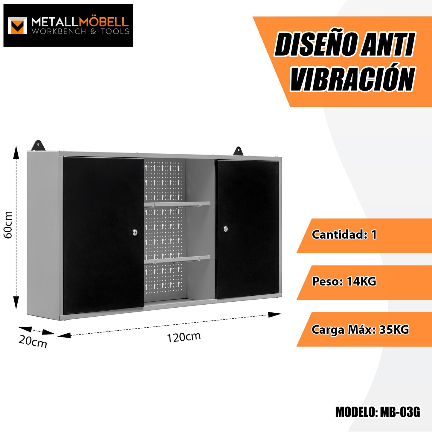 Armario Metálico con Cerradura de Pared de Tres Secciones y Estantería Intermedia 120x60x20Cm - MetallMöbell