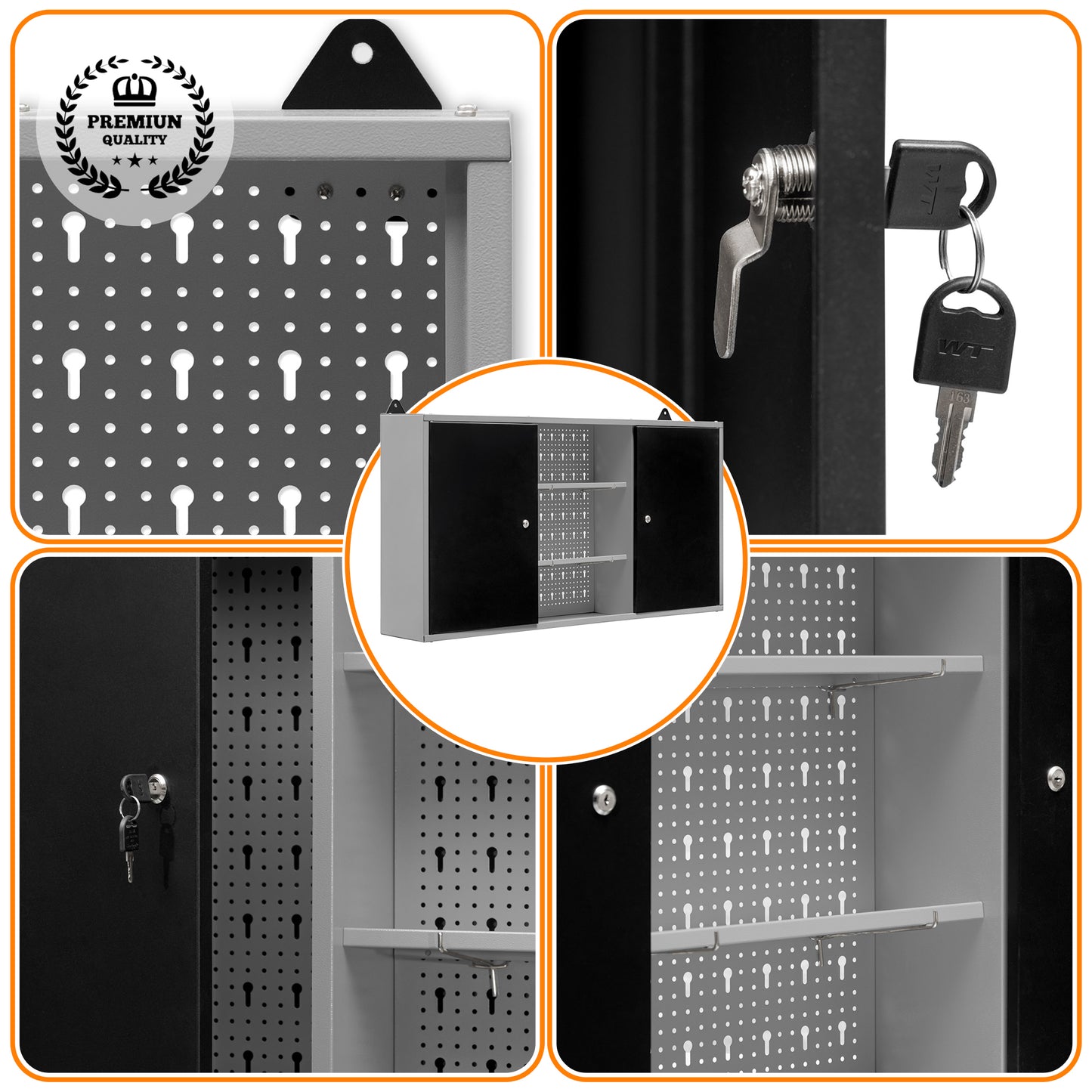 Armario Metálico con Cerradura de Pared de Tres Secciones y Estantería Intermedia 120x60x20Cm - MetallMöbell