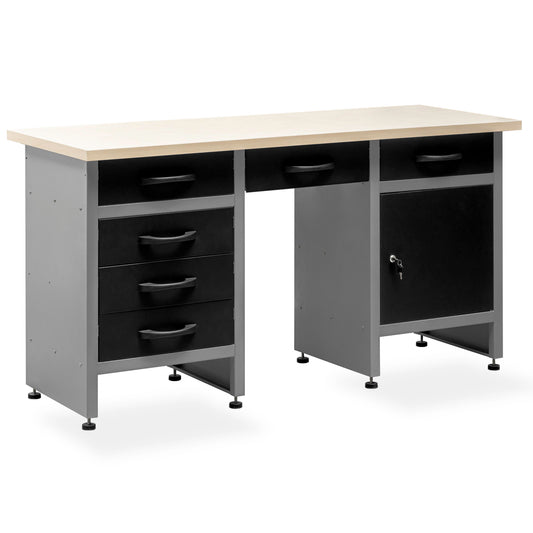 Banco de Trabajo con Cajones - Compuesto de 6 Cajones, Armario y 1 Hueco Central - MetallMöbell