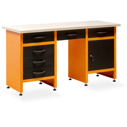 Banco de Trabajo con Cajones - Compuesto de 6 Cajones, Armario y 1 Hueco Central