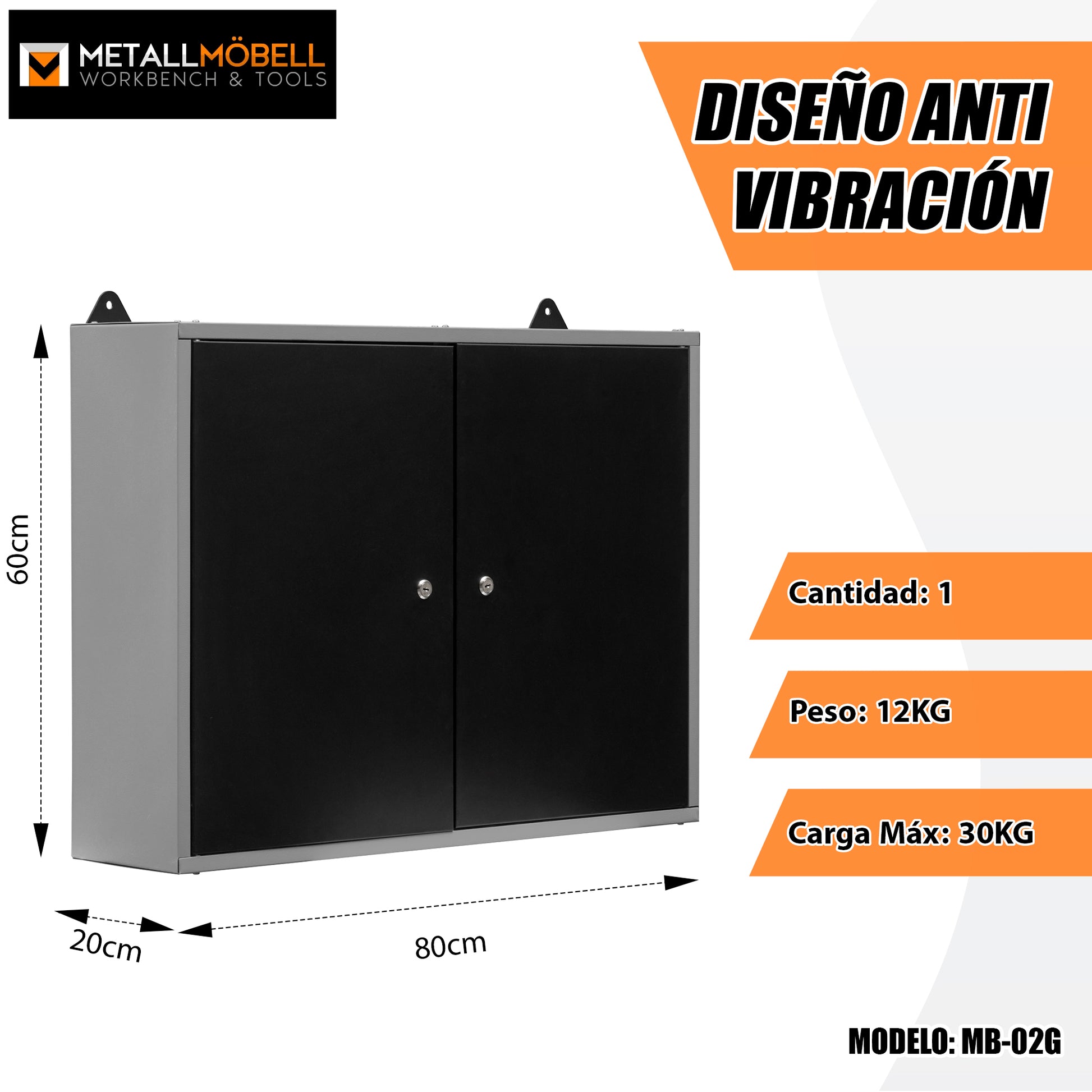 Armario Metálico con Cerradura 80x60x20 cm - Seguridad y Estilo para Tu Espacio - MetallMöbell
