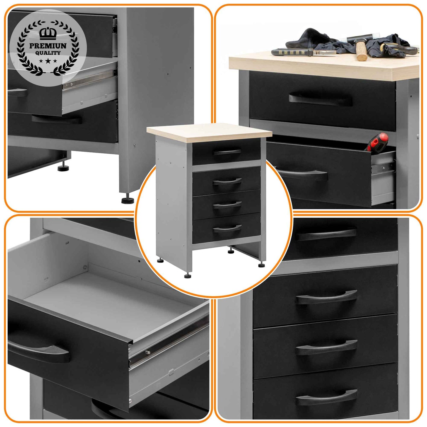 Banco Cajón y Armario 60x60x84Cm - MB-004G y MB-004N para Talleres y Hogar