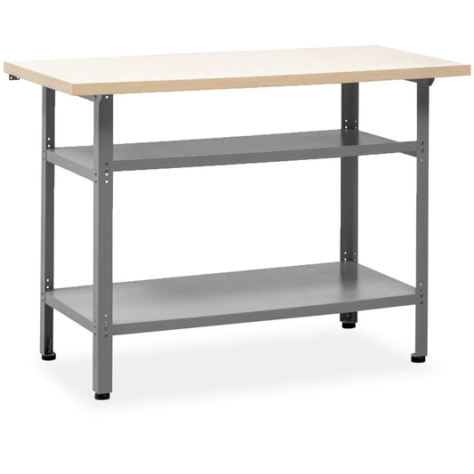 Mesa de Trabajo Metálica 120x60x90Cm con Estantes Ideal para Talleres y Garajes - MetallMöbell