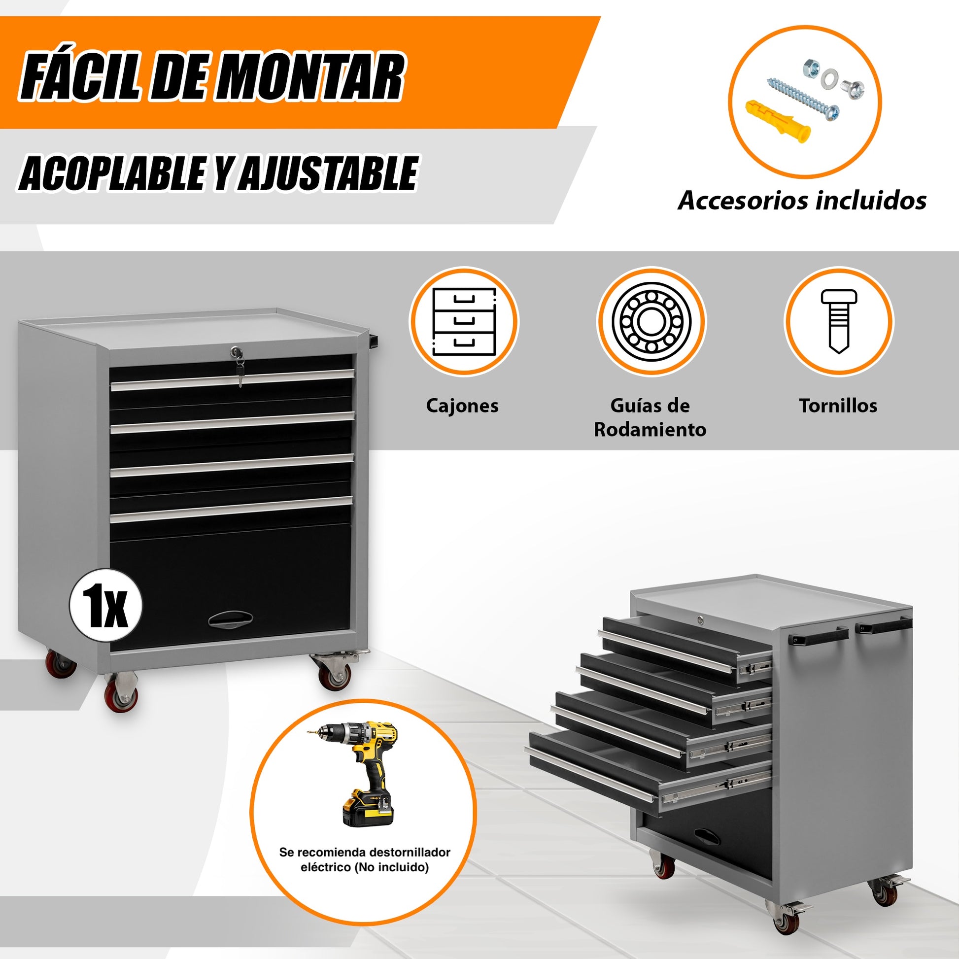 Carro de herramientas con ruedas 65x43x81Cm – TH-005 - MetallMöbell