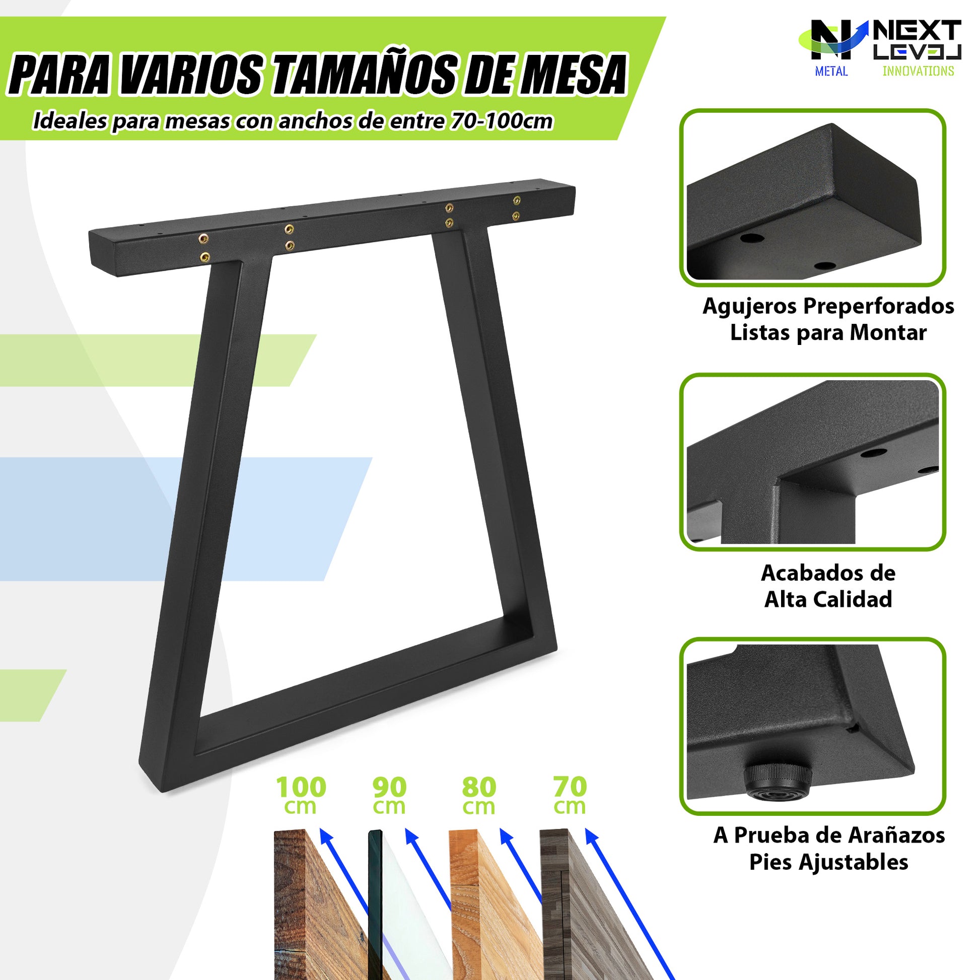 Patas Metálicas para Mesa Trapecio 65x71 cm – Diseño Industrial PM-003 - MetallMöbell