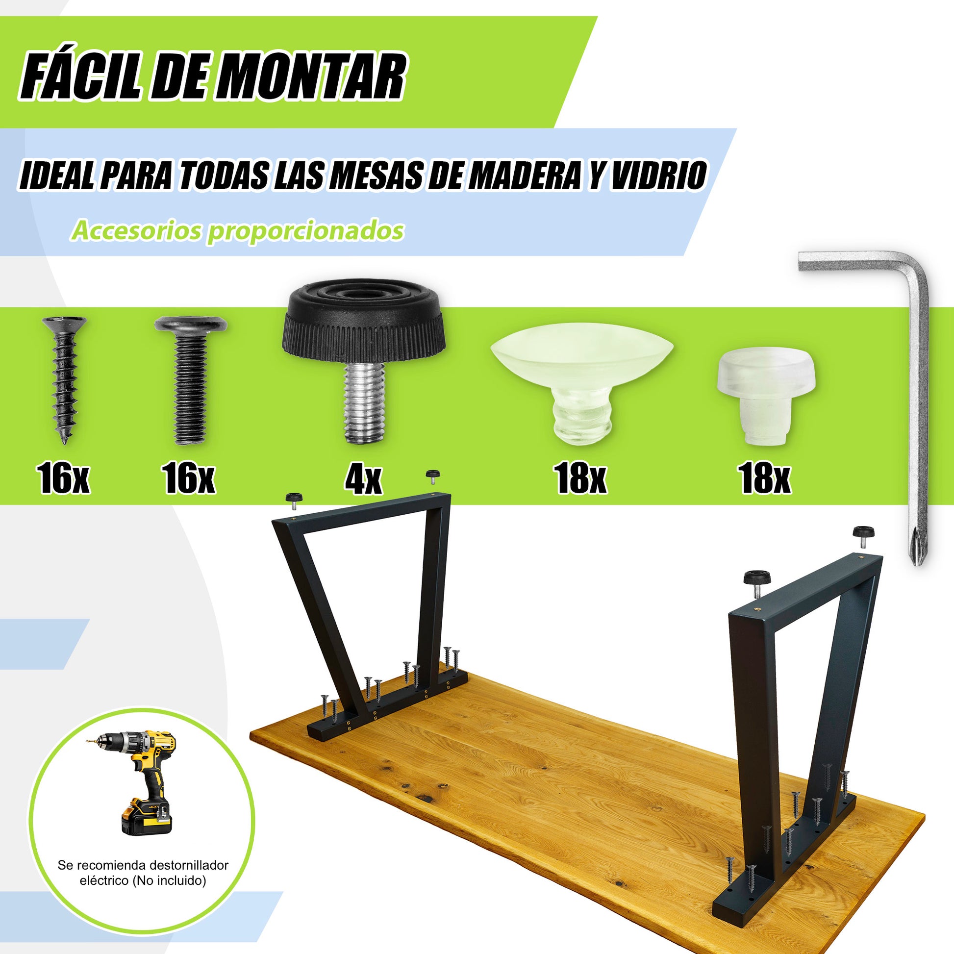 Patas Metálicas para Mesa Trapecio 65x71 cm – Diseño Industrial PM-003 - MetallMöbell