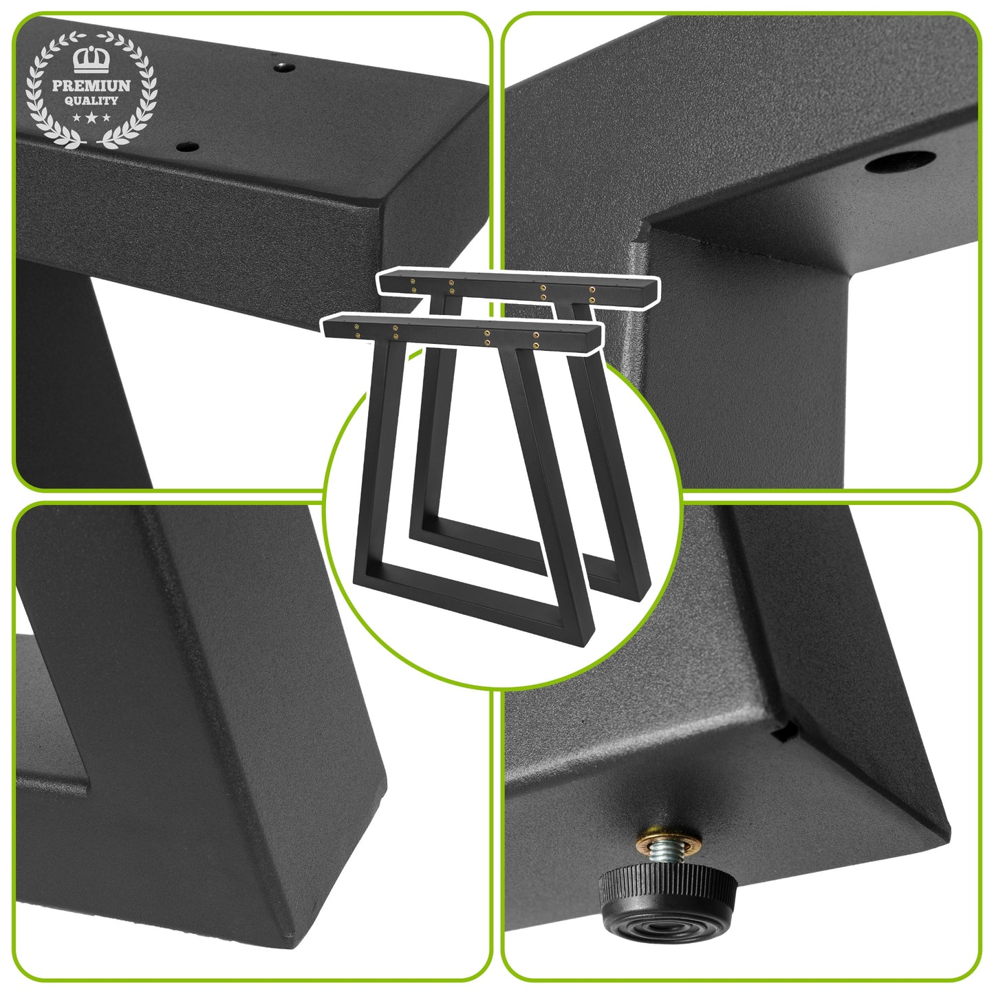 Pieds de table trapézoïdaux en métal 65x71 cm – Design industriel