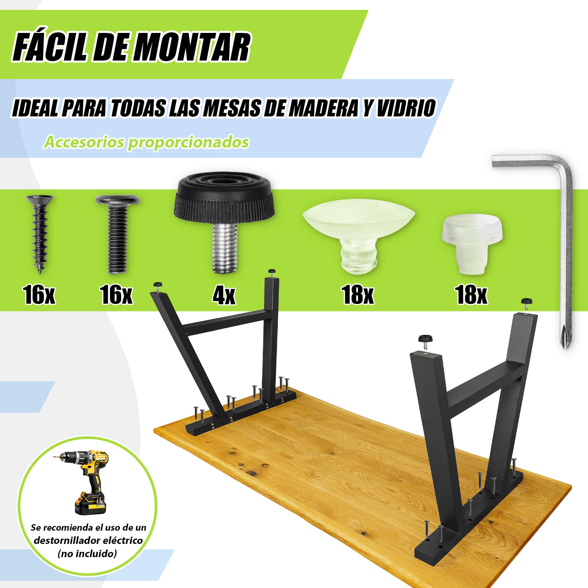 Patas Metálicas para Mesa Industrial Tipo A 65x71 cm - Modelo PM-002 Estilo Robustas y Modernas - MetallMöbell