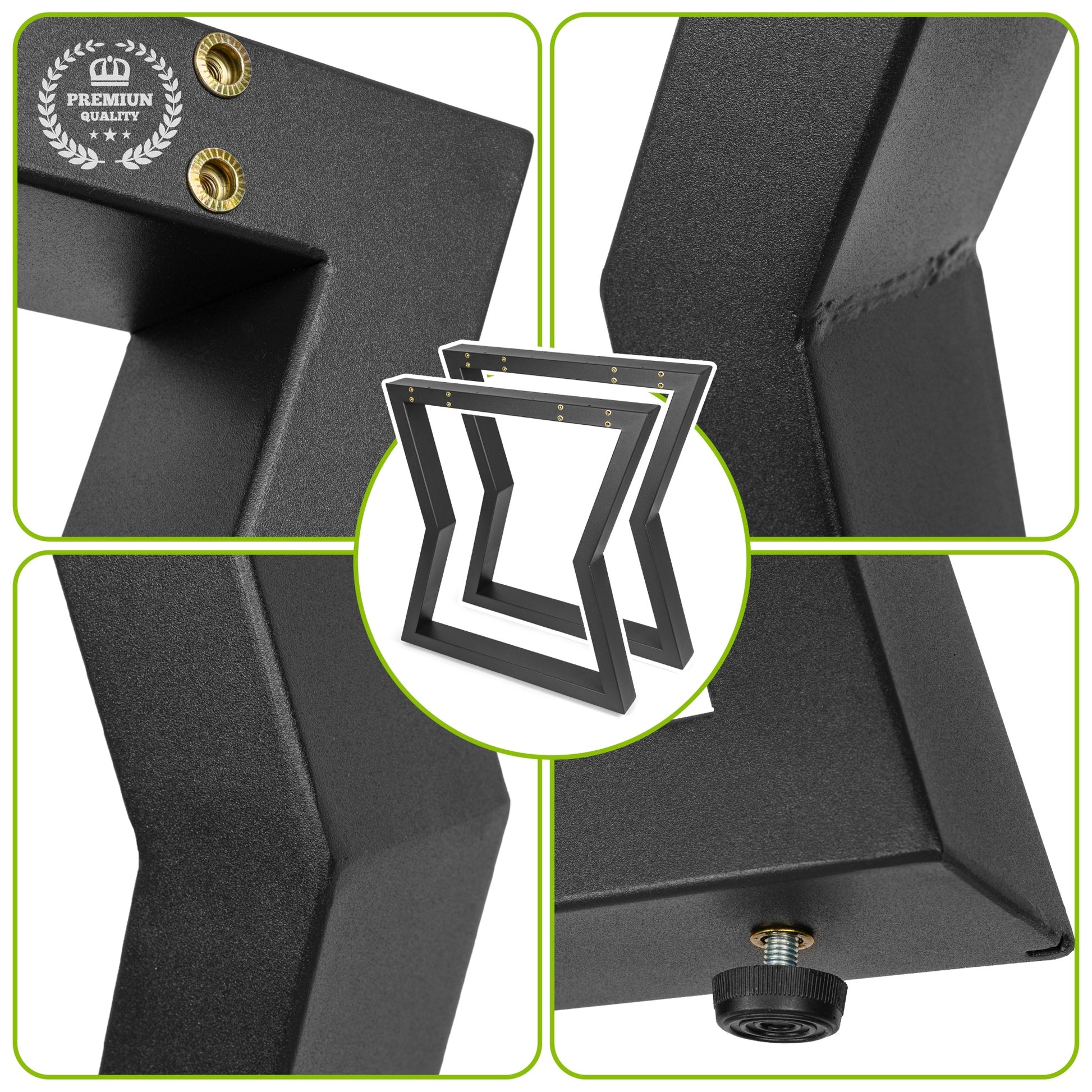 Patas Metálicas para Mesa en Forma de Corchetes 65x71 cm – Diseño Moderno Industrial PM-008 - MetallMöbell