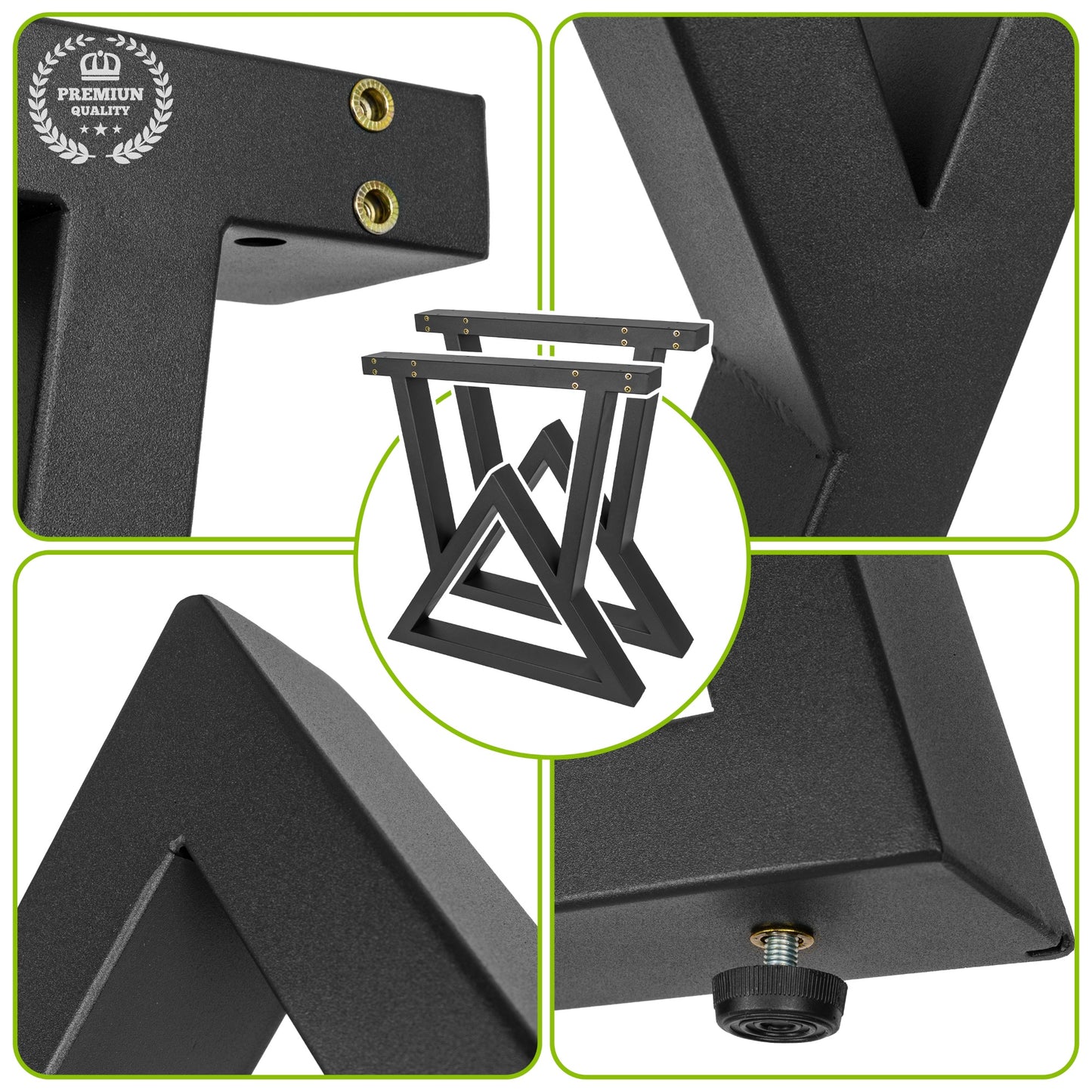 Pieds en métal pour table triangulaire L (65 x 71 cm) – Design industriel robuste