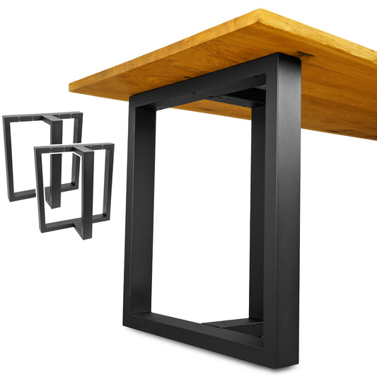 Patas Metálicas para Mesa TIPO T | Diseño Industrial Robusto en Acero Negro Mate (65x71 cm) - MetallMöbell