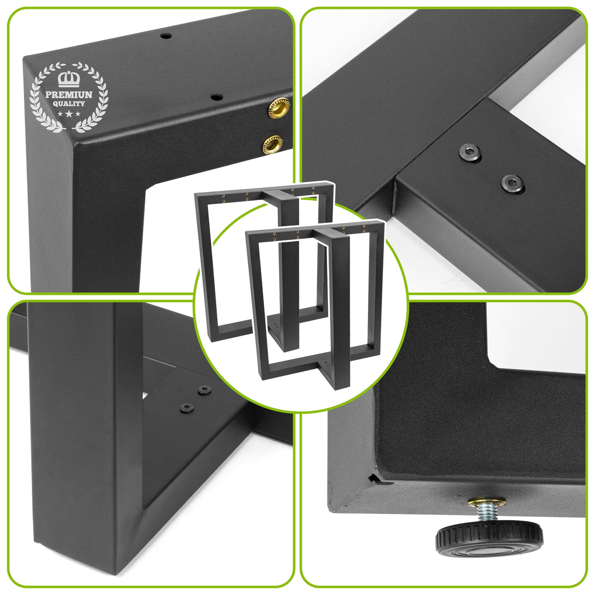 Patas Metálicas para Mesa TIPO T | Diseño Industrial Robusto en Acero Negro Mate (65x71 cm) - MetallMöbell