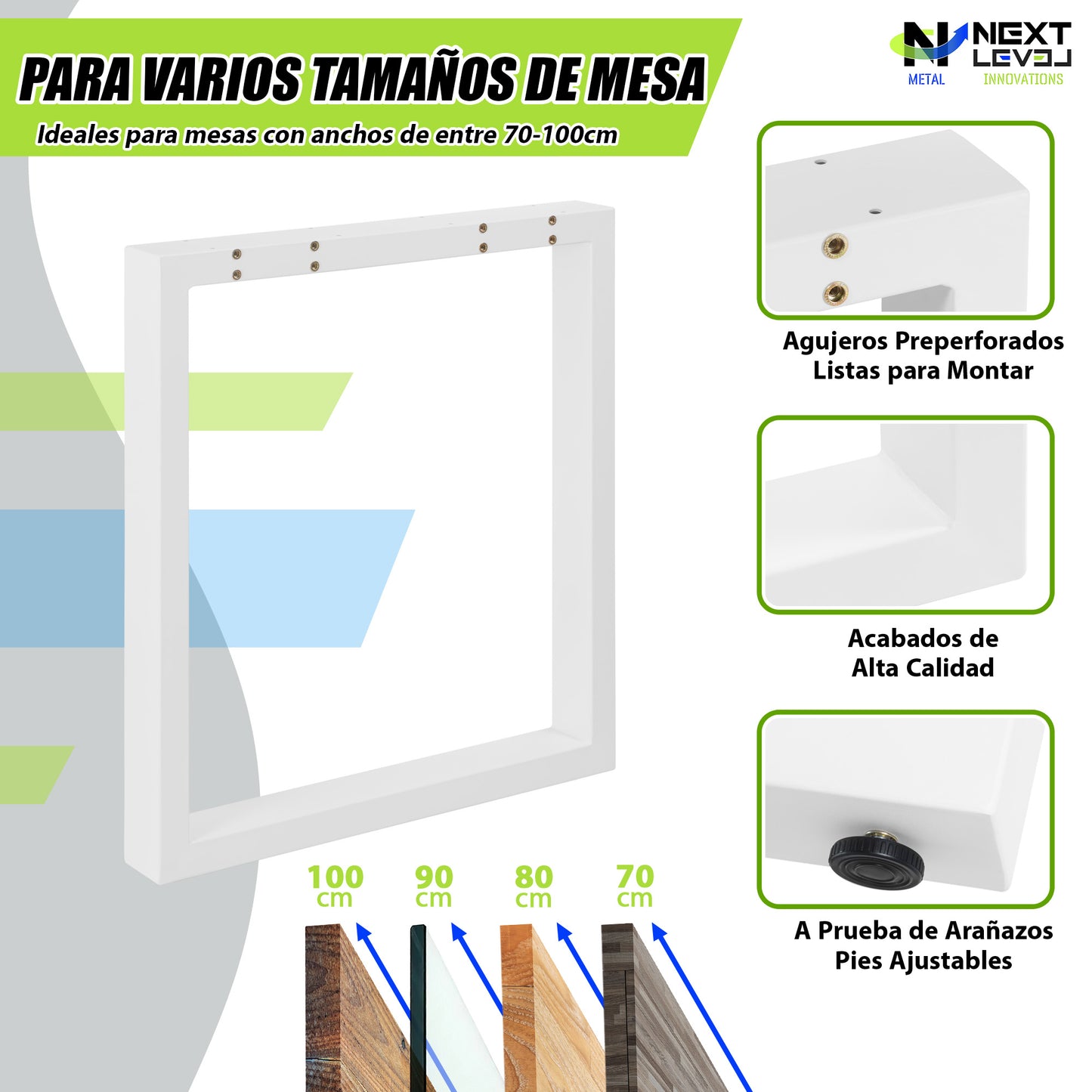 Patas Metálicas Rectangulares para Mesa 65x71 cm – Estructura Industrial de Acero