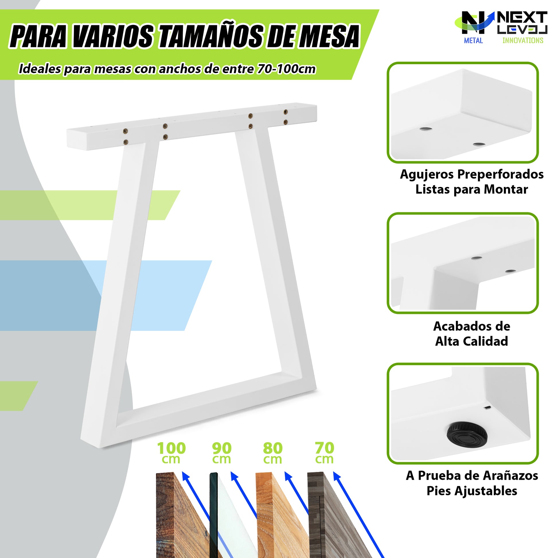 Patas Metálicas para Mesa Trapecio 65x71 cm – Diseño Industrial PM-003 - MetallMöbell