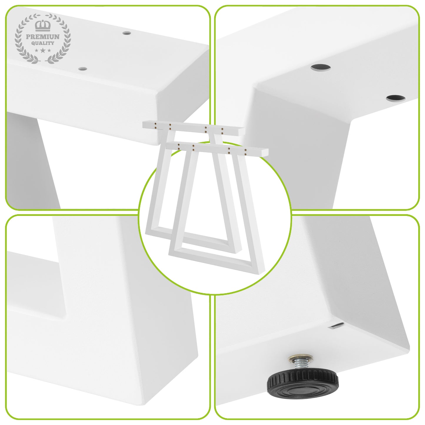 Pieds de table trapézoïdaux en métal 65x71 cm – Design industriel