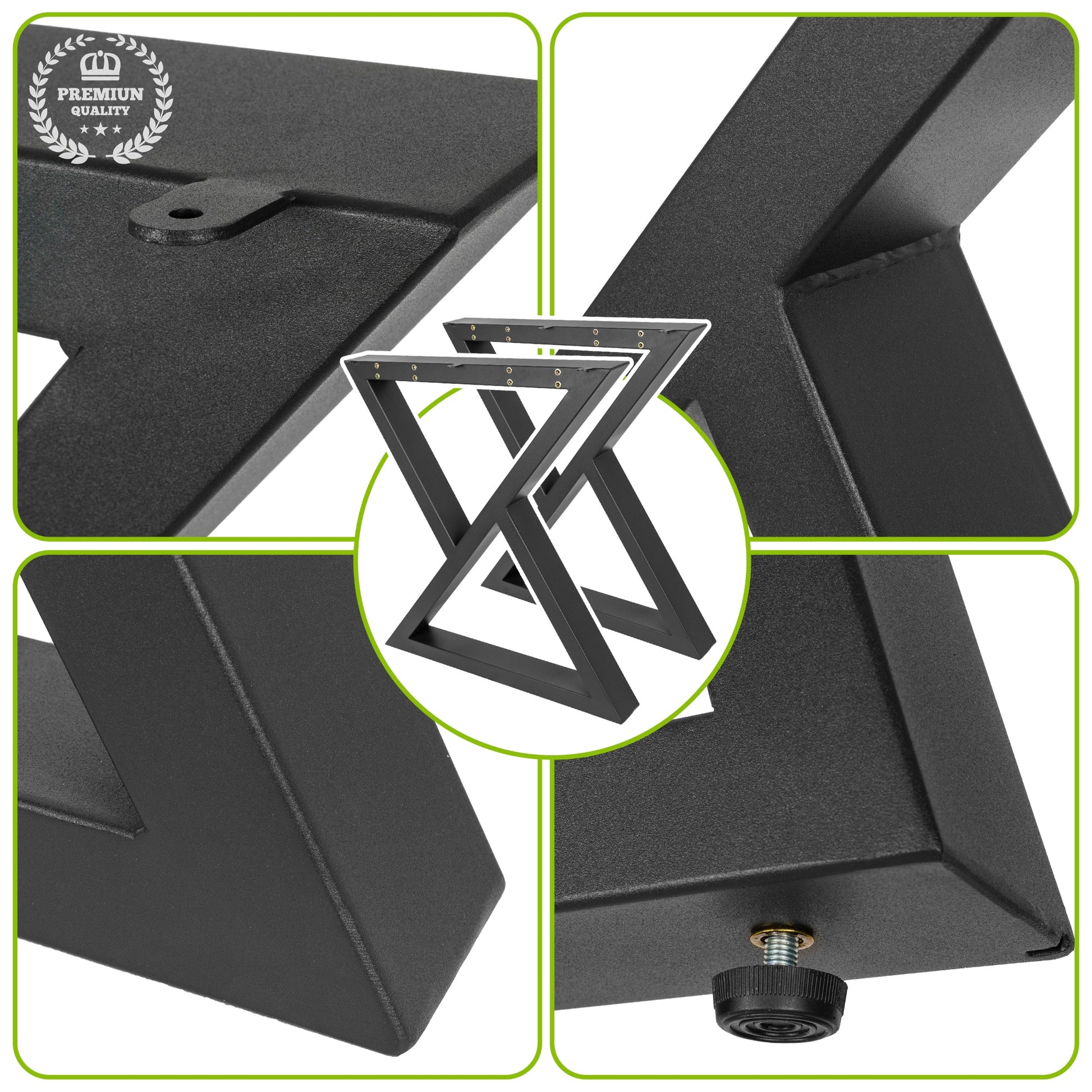 Patas Metálicas para Mesa Industrial en Forma de Doble Triángulo 65x71 cm – Modelo PM-001-N Diseño Industrial - MetallMöbell