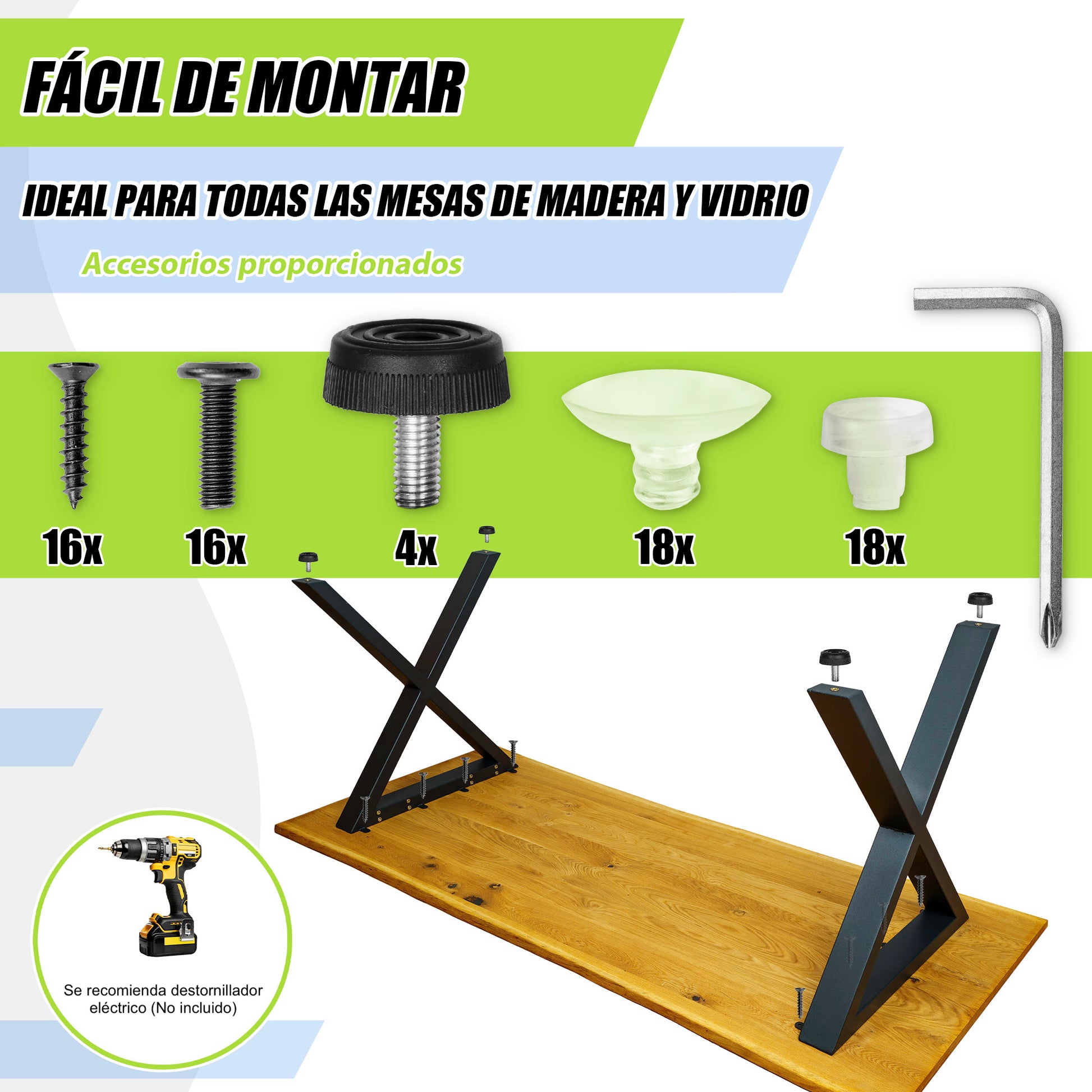 Patas Metálicas Aspa en Forma de X 65x71 cm – Blanco o Negro | PM-005 - Alta Calidad y Estilo - MetallMöbell