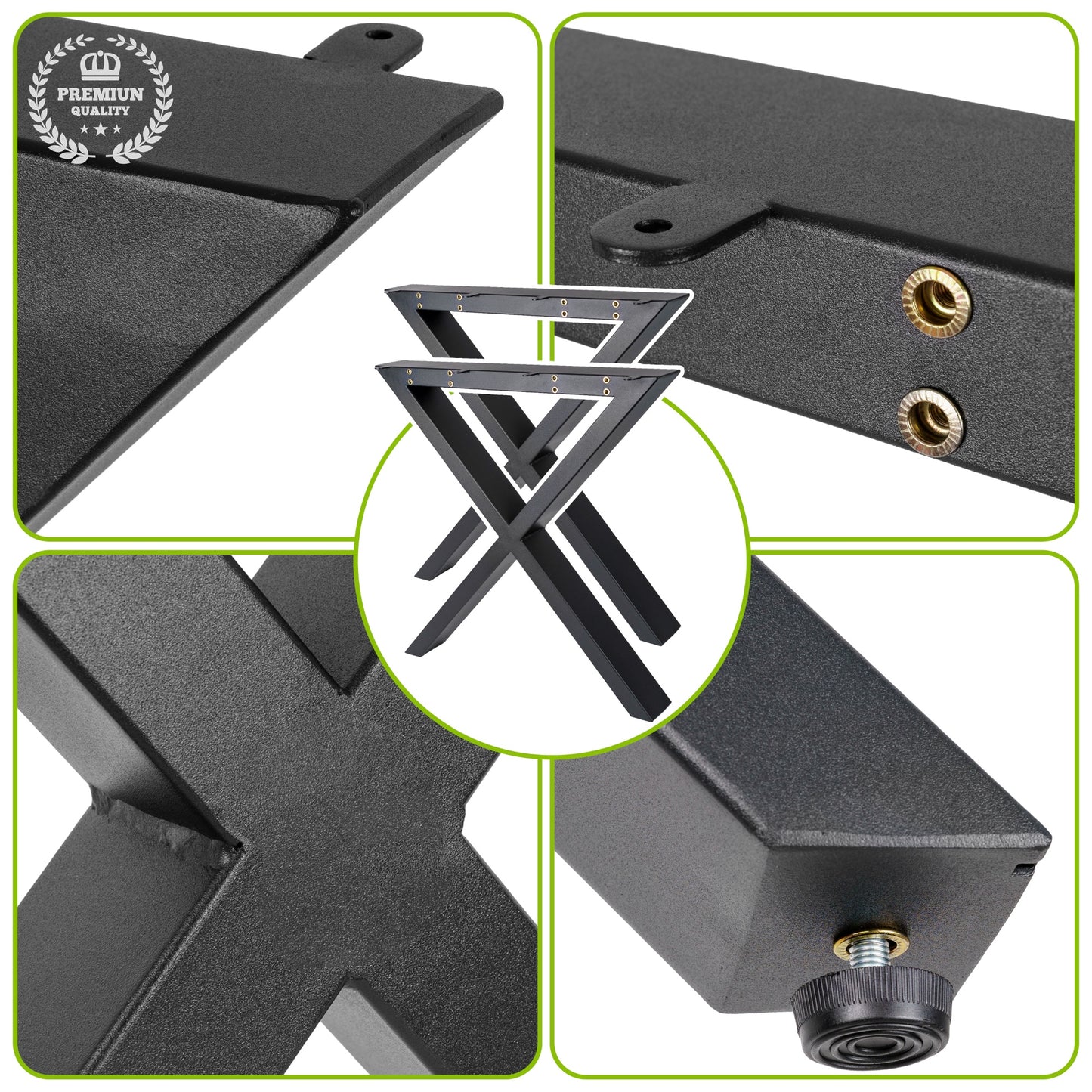 Metal Legs with X-Shaped Cross 65x71 cm – White or Black | Model PM-005