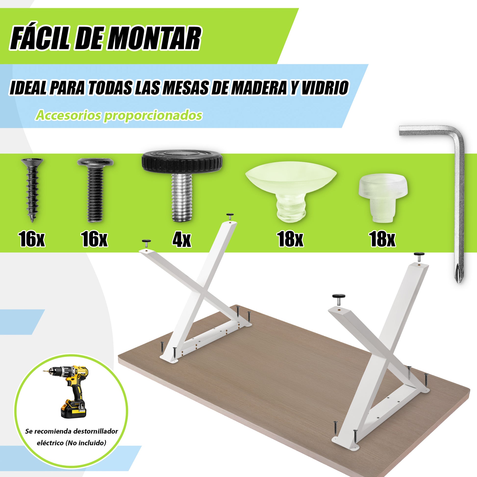 Patas Metálicas Aspa en Forma de X 65x71 cm – Blanco o Negro | PM-005 - Alta Calidad y Estilo - MetallMöbell