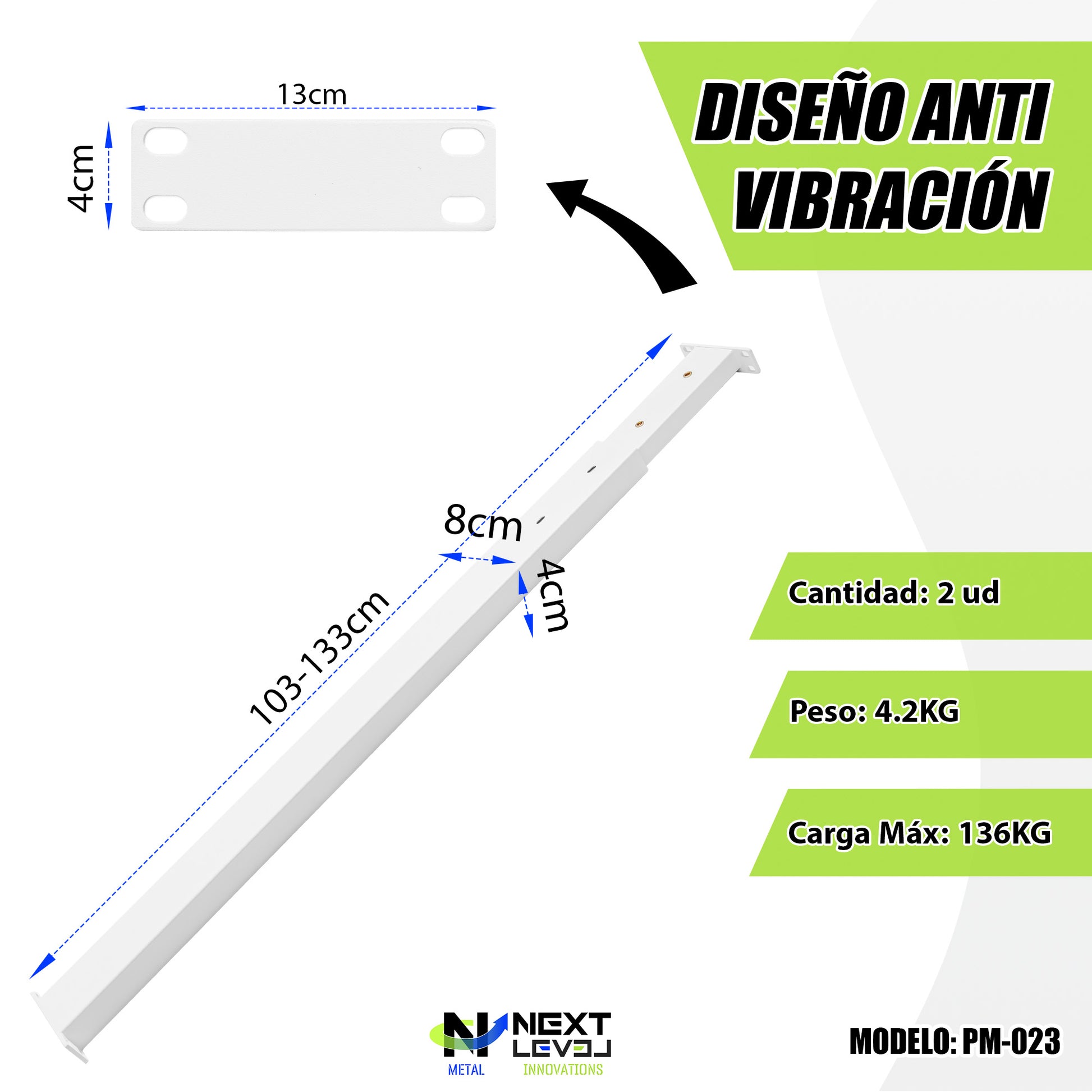 Pata Refuerzo Extensible para Mesa PM-023 | Soporte Central Regulable de Acero Negro (120-200 cm) de Alta Resistencia - Pata Refuerzo Extensible Mesa - MetallMöbell