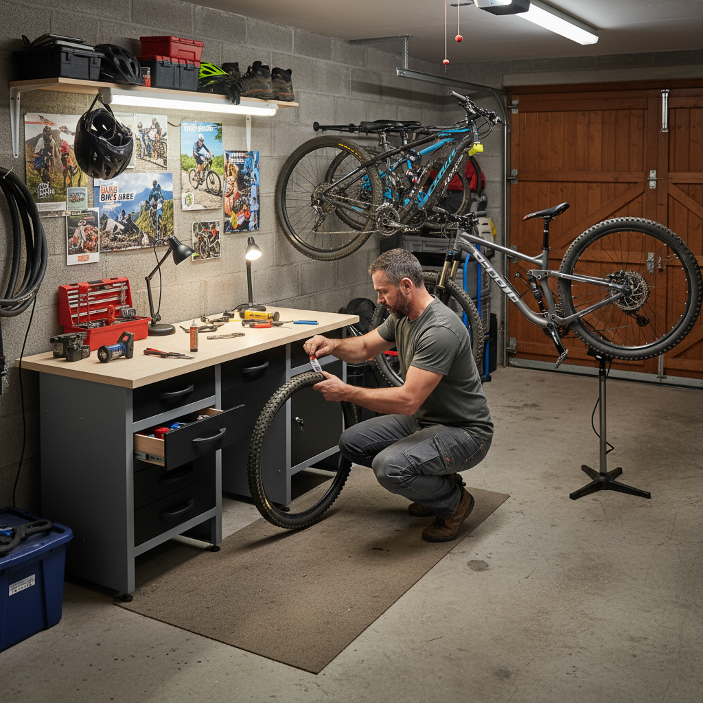 Banco de Trabajo con Cajones - Compuesto de 6 Cajones, Armario y 1 Hueco Central - MetallMöbell