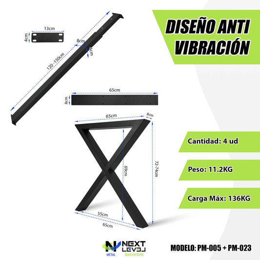 Patas Para mesa + Tirantes Extensibles