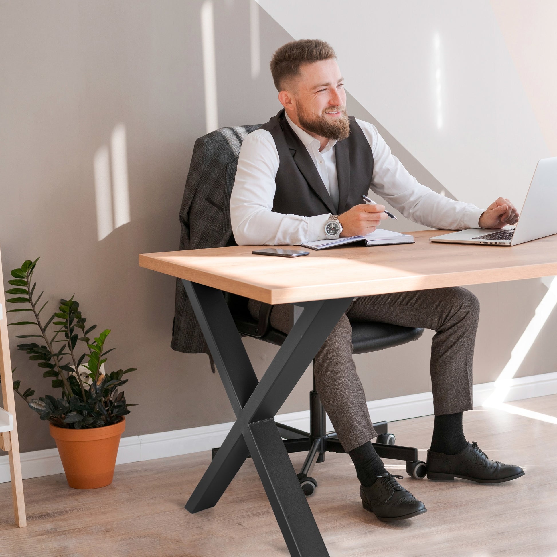 Patas Metálicas Aspa en Forma de X 65x71 cm – Blanco o Negro | PM-005 - Alta Calidad y Estilo - MetallMöbell