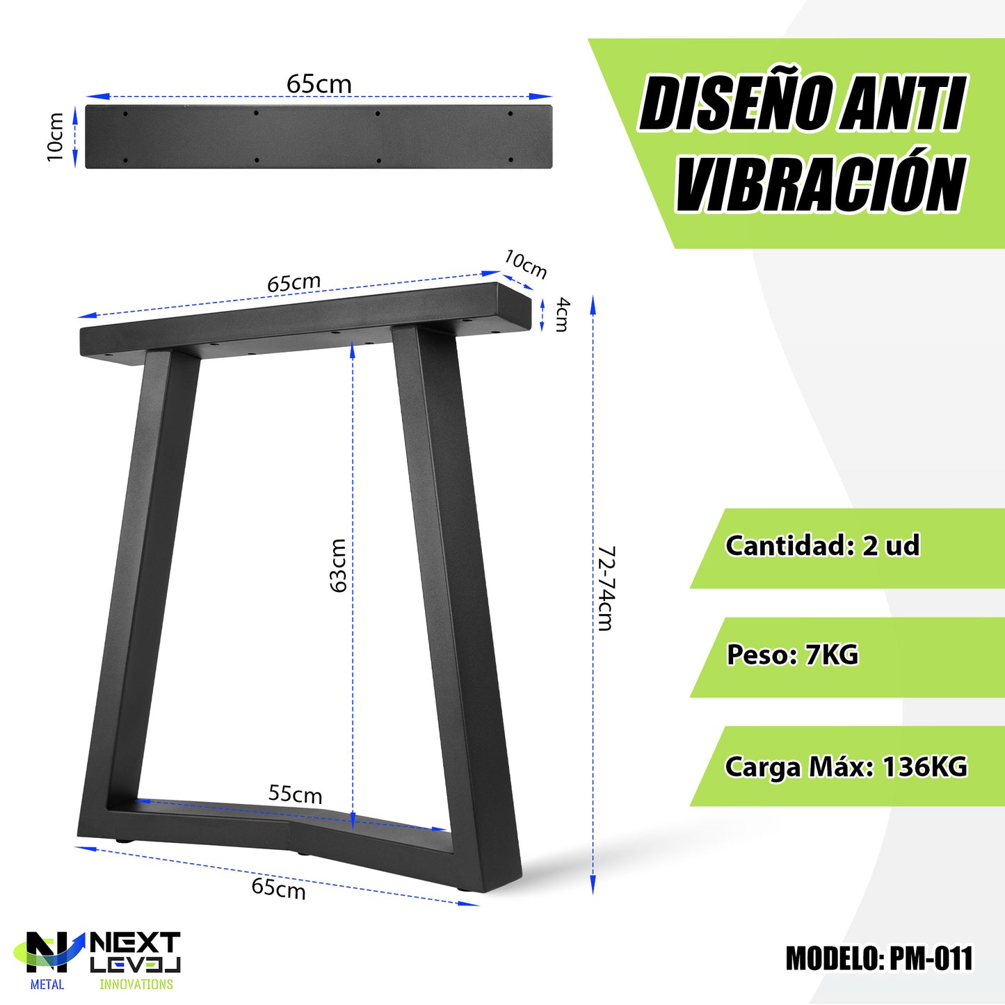 Metal Arrow Table Legs 65x71 cm – Modern Industrial Style | Model PM-011