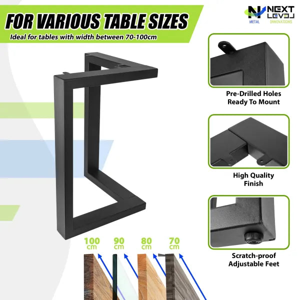 METAL LEG L65xH71CM PM-014 “L-SHAPED SQUARE” MADE OF 80x40mm RECTANGULAR TUBE