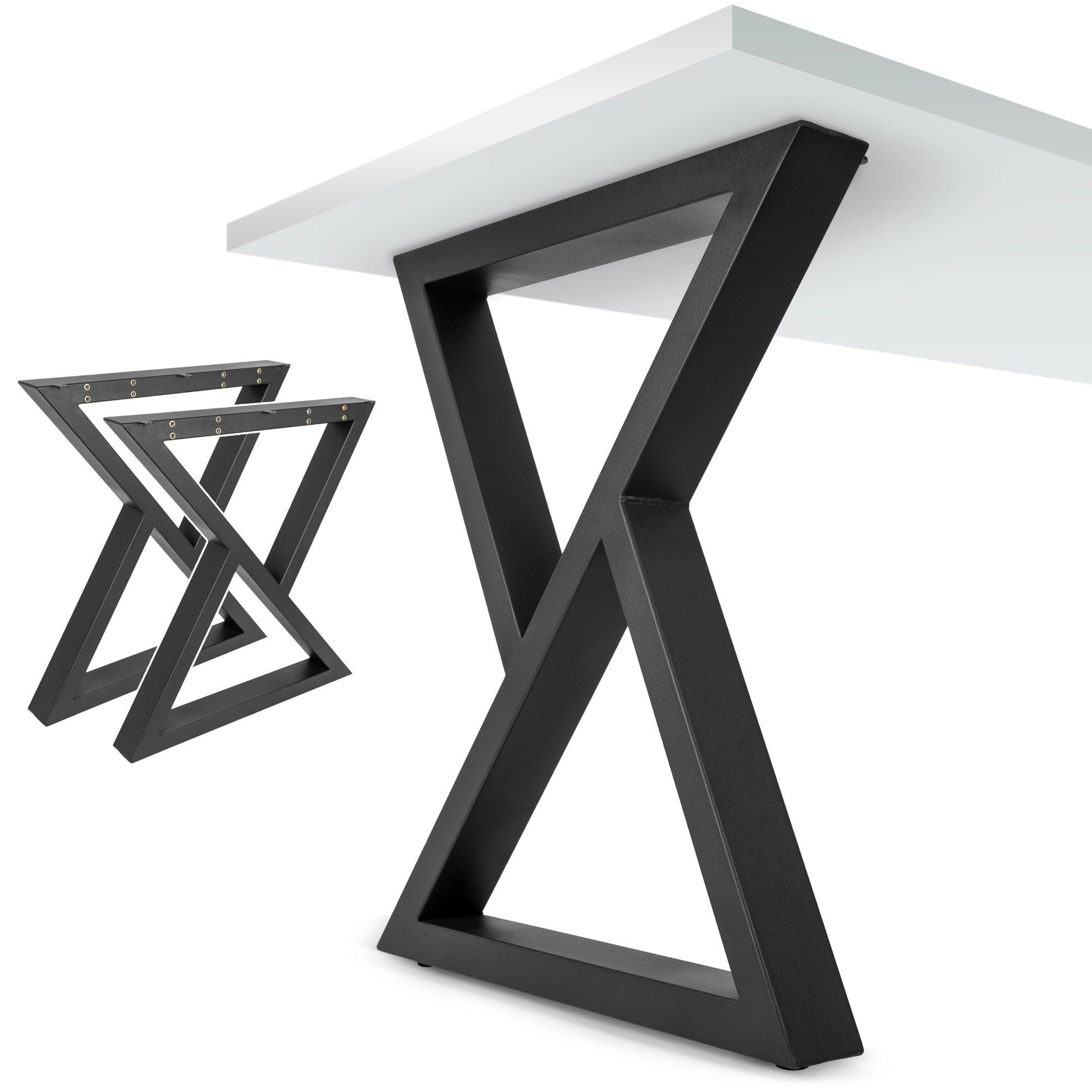 Patas Metálicas para Mesa Industrial en Forma de Doble Triángulo 65x71 cm – Modelo PM-001-N Diseño Industrial - MetallMöbell