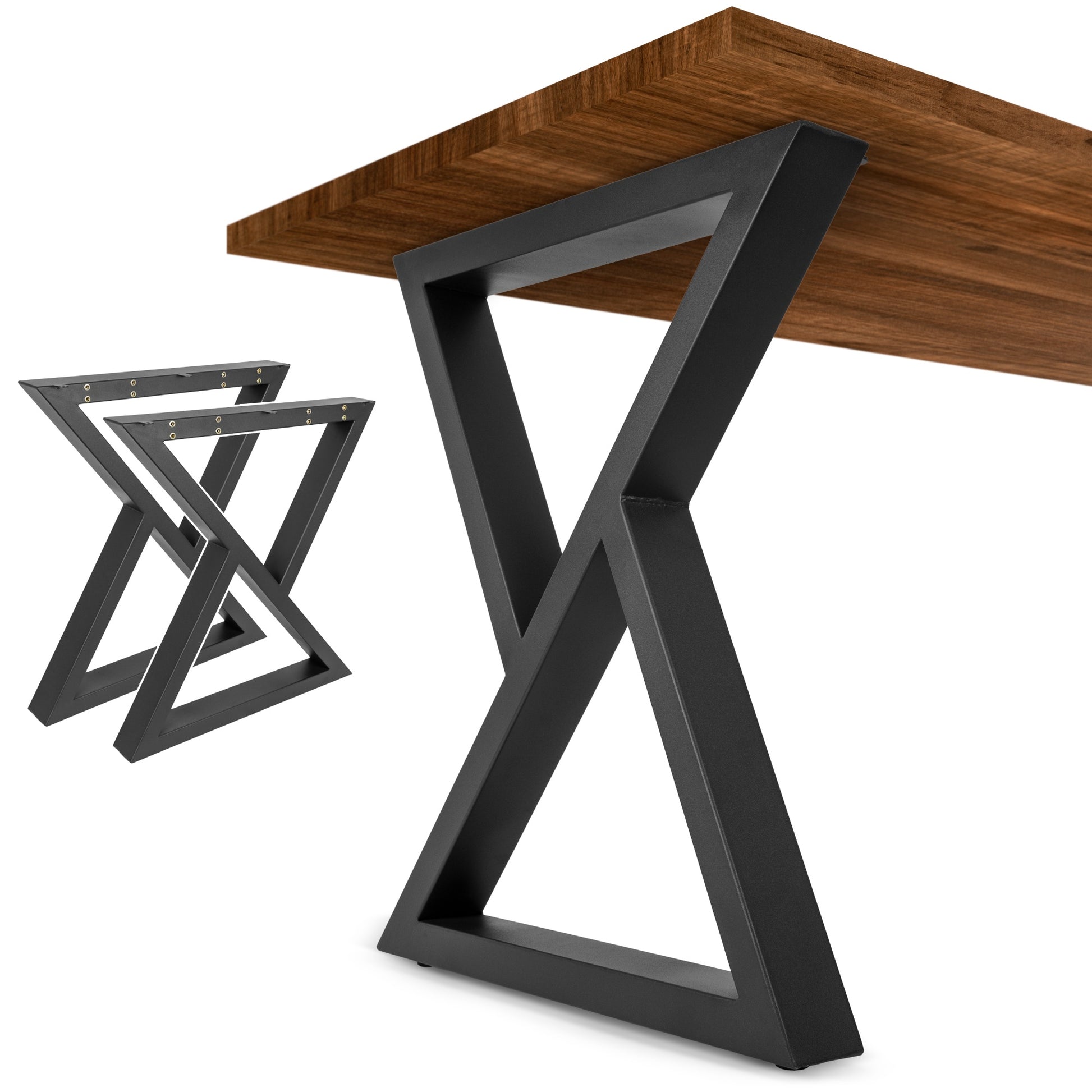 Patas Metálicas para Mesa Industrial en Forma de Doble Triángulo 65x71 cm – Modelo PM-001-N Diseño Industrial - MetallMöbell