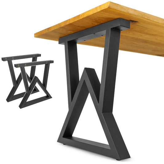 Patas Metálicas para Mesa Industrial W TRIANGULAR (65x71 cm) – Patas Metálicas Mesa Industrial de Alta Resistencia - MetallMöbell