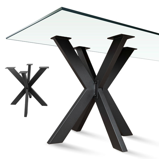 Patas Metálicas para Mesa ARAÑA CORTA 68x71 cm - Estilo Industrial Moderno en Acero Negro - MetallMöbell
