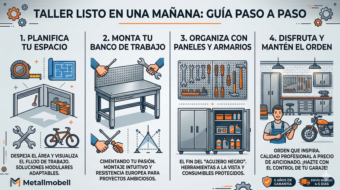 Taller listo en una mañana: Guía paso a paso para un montaje rápido y sin complicaciones