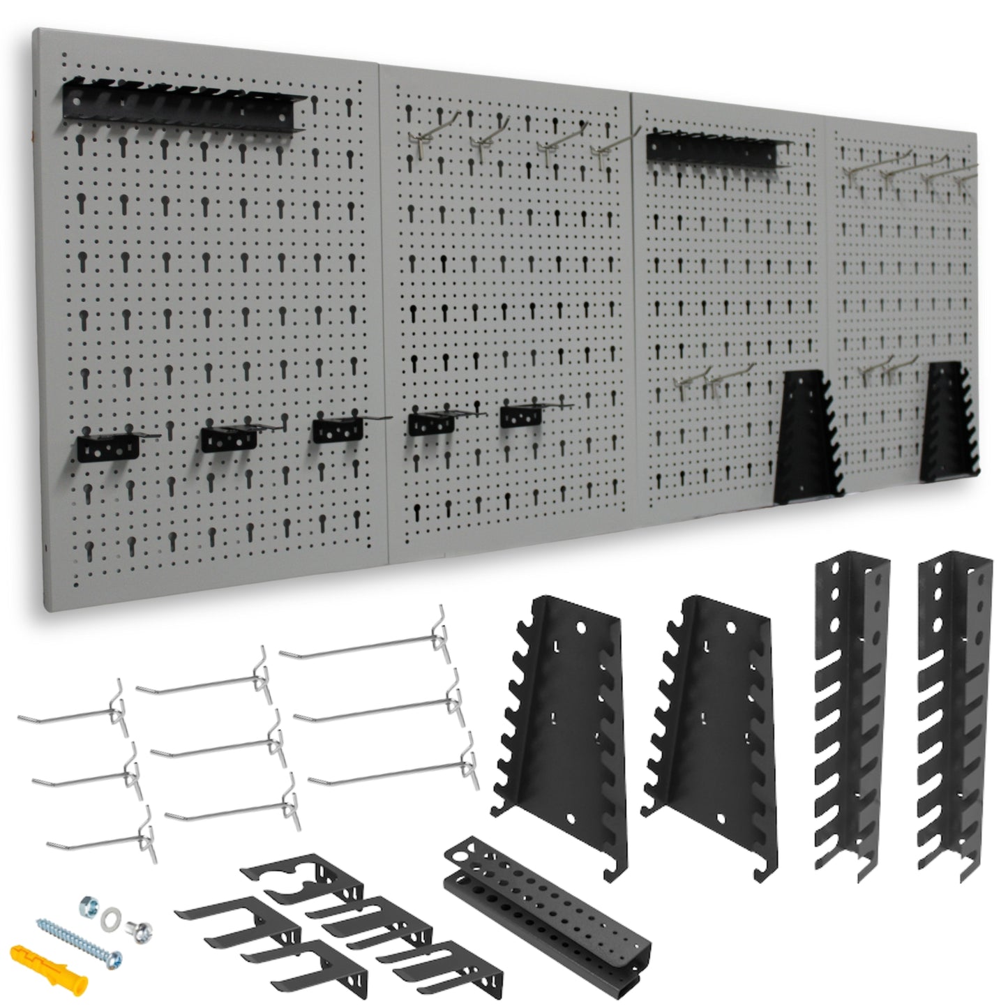 Kit de 4 Panneaux Perforés 40x60x2Cm + Crochet et Support Kit Outils d'Organisation 22 unités. HPTH001