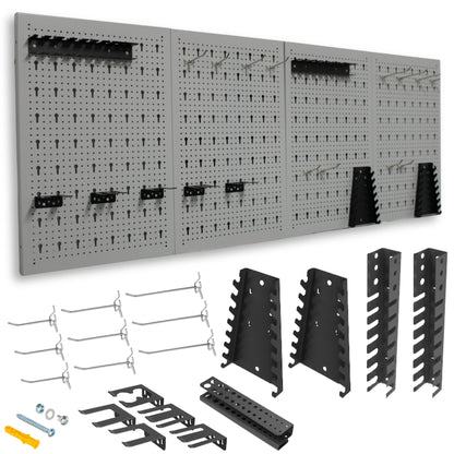 Kit de 4 Panneaux Perforés 40x60x2Cm + Crochet et Support Kit Outils d'Organisation 22 unités. HPTH001