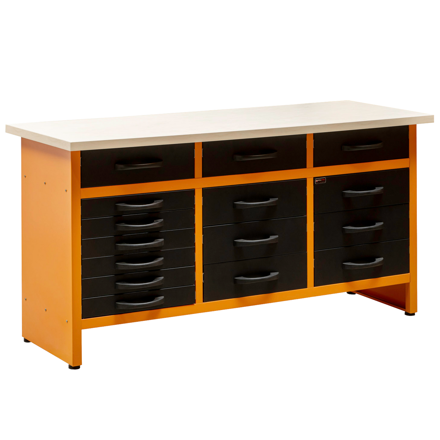 Pack Profesional del Orden 1 - Banco de trabajo profesional con cajones, armarios murales y panel perforado para talleres y garajes - MetallMöbell