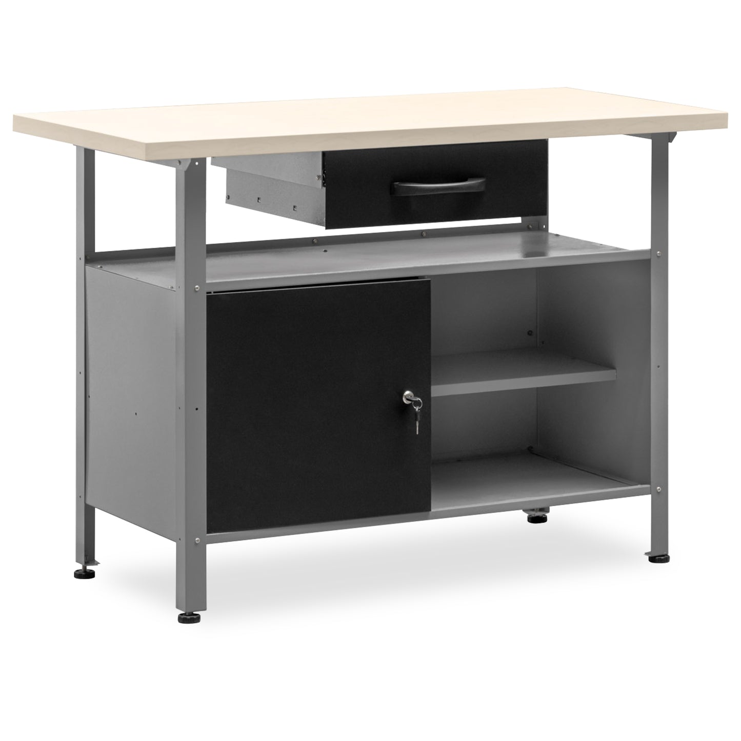Établi de type bureau avec tiroir, armoire, serrure et clé 120x60x92cm MB-007