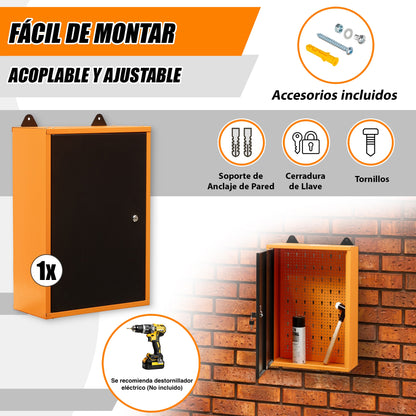 Armoire à outils murale en métal à une porte avec serrure et clé 40 x 60 x 20 cm