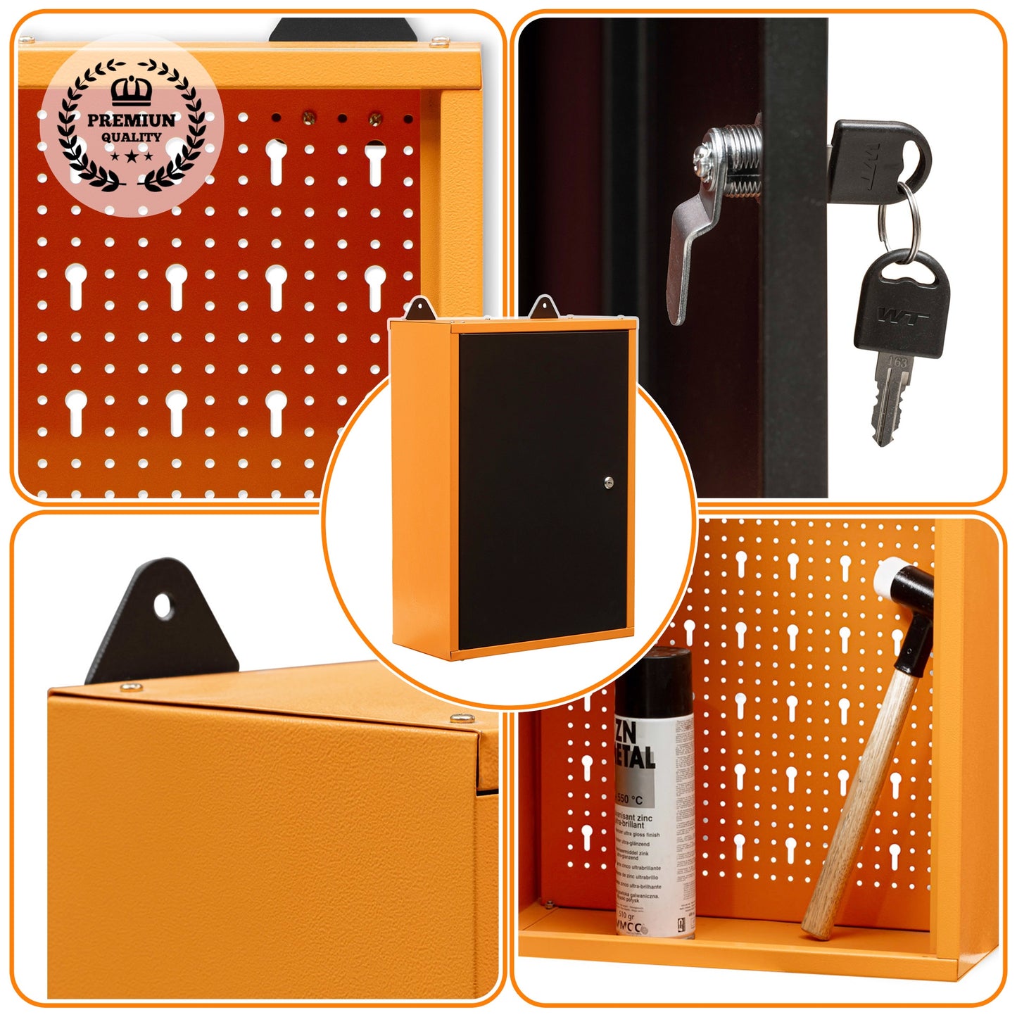Armoire à outils murale en métal à une porte avec serrure et clé 40 x 60 x 20 cm