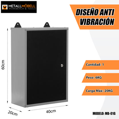 Pacchetto Garage Fai da Te 1 – Banco da lavoro con nicchia centrale, pannelli forati e armadietti metallici con serratura per officine e garage