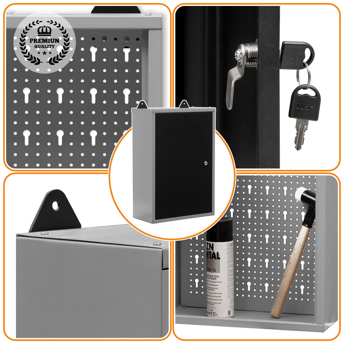 Armoire à outils murale en métal à une porte avec serrure et clé 40 x 60 x 20 cm