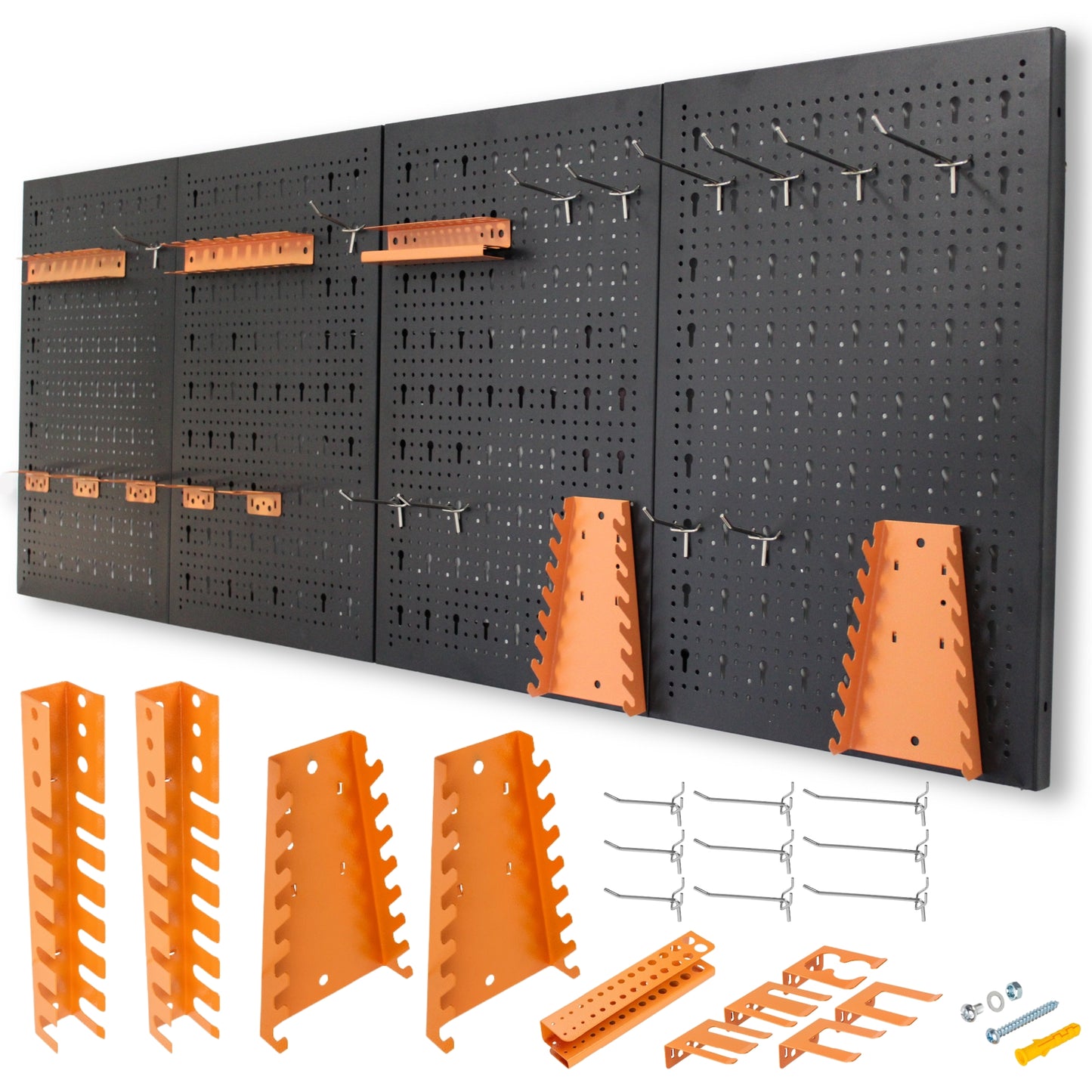 Kit de 4 Panneaux Perforés 40x60x2Cm + Crochet et Support Kit Outils d'Organisation 22 unités. HPTH001