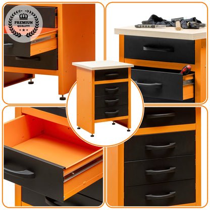 Banco da lavoro 60x60x84cm, con cassetto e armadietto. MB-004G e MB-004N.