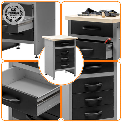 Brico Bikers 2 Pack – Compact workbench with tool trolley, wall cabinets and tall metal cabinet for professional organization in the garage or workshop