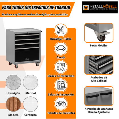 Brico Bikers 2 Pack – Compact workbench with tool trolley, wall cabinets and tall metal cabinet for professional organization in the garage or workshop
