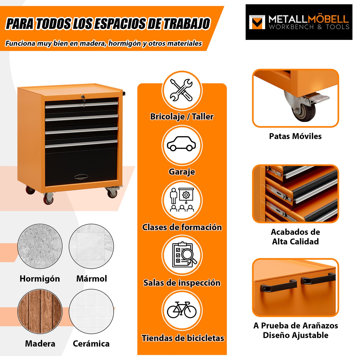 Carrello portautensili vuoto con ruote 65x43x81cm – TH-005